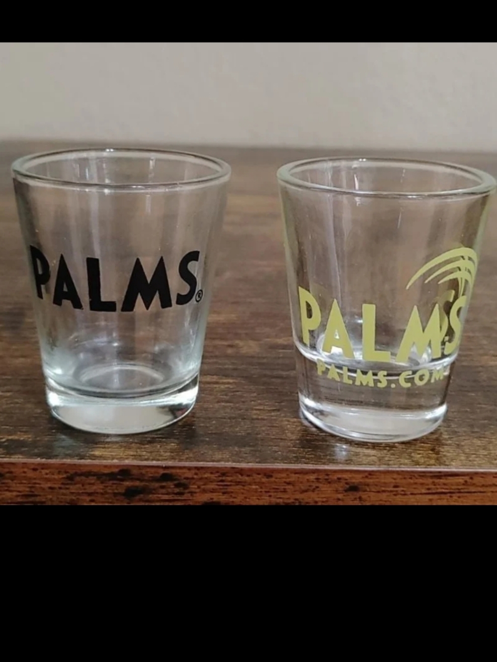 Vintage Set of Two Palms Casino Las Vegas Shot Glasses